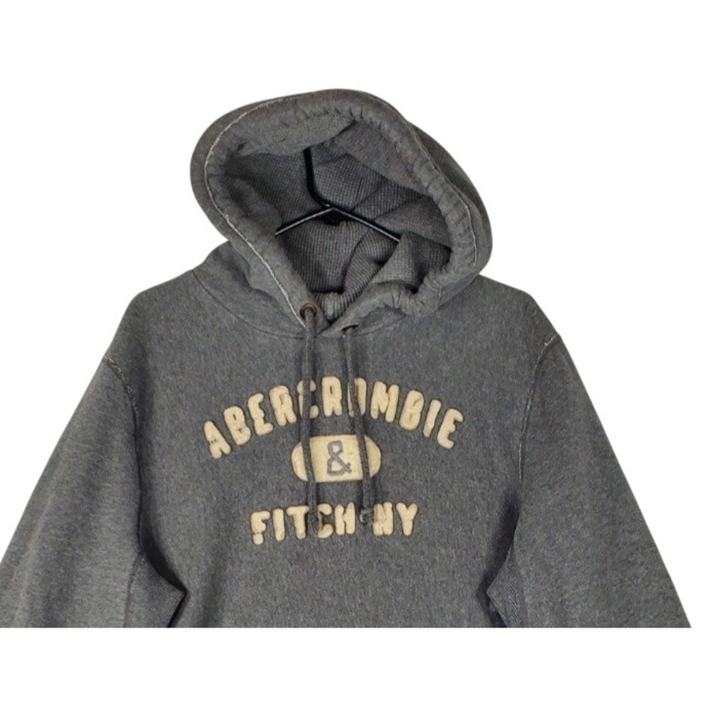 Abercrombie & Fitch Muscle Gray Applique Logo Hoodie Sweatshirt XL vintage y2k
